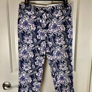 Talbots Navy & Purple Floral Perfect Crop Pants - 6P - 22 inch inseam